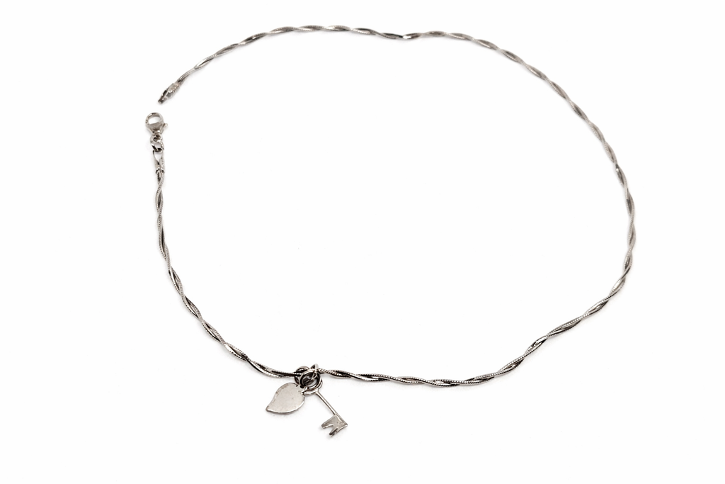 Tobillera Oro blanco 18K Corazon
